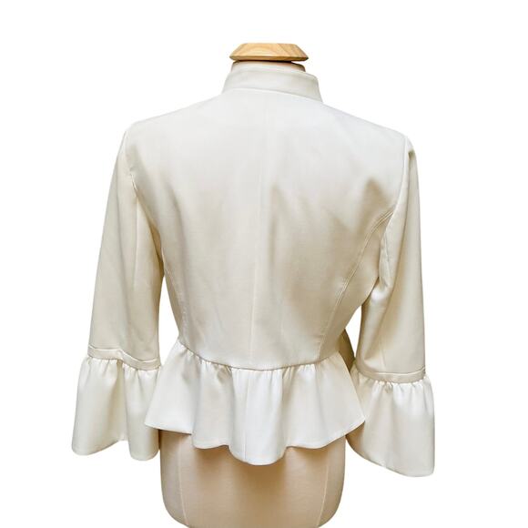 White House Black Market Peplum Blazer SZ 12 Cream Off-White - Picture 2 of 10